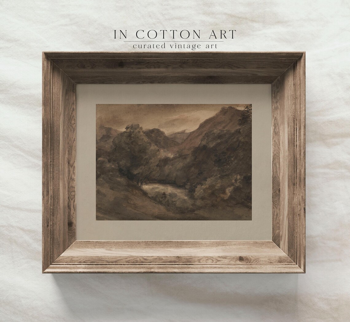 Large Landscape, Vintage Earthy Tone Art Print