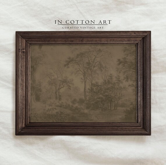 Vintage Foggy Forest Minimalist Wall Art Print