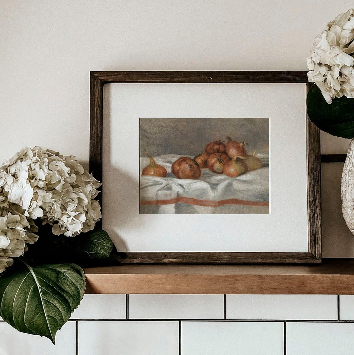 Rustic Onion Still Life Vintage Kitchen Oil Painting Wall Art - Image 2