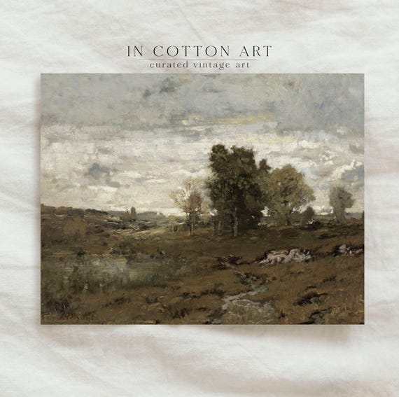 Country Cottage Landscape Oil Painting Vintage Rustic Landscape Art Wall Art P22
