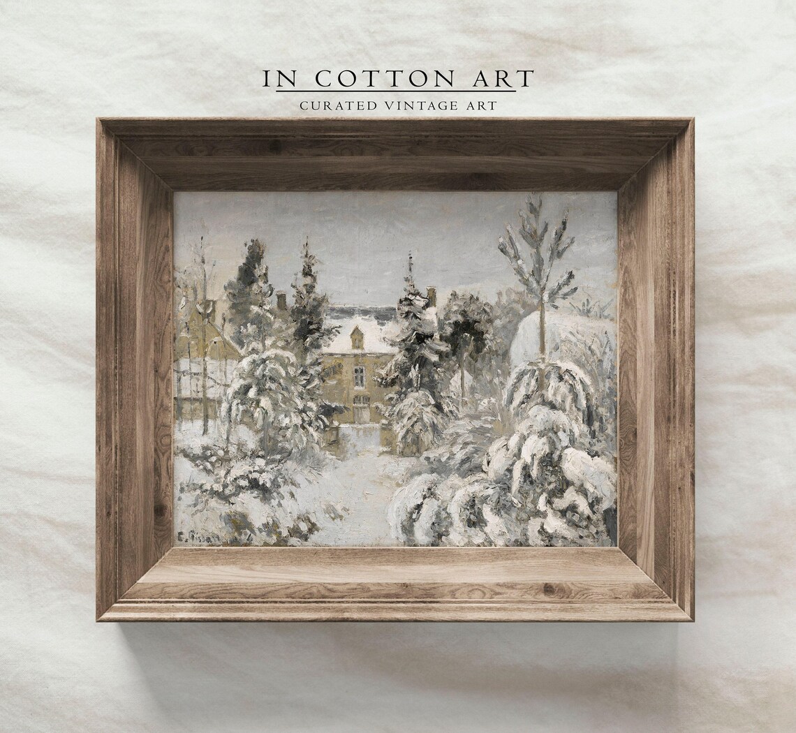 Winter Snowy Village Vintage Holiday Art Print - Image 3