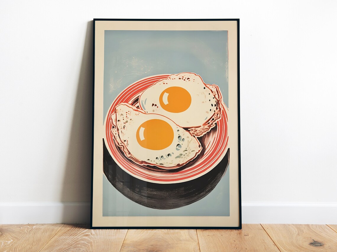Retro Egg Print Kitchen Wall Art, Food Poster