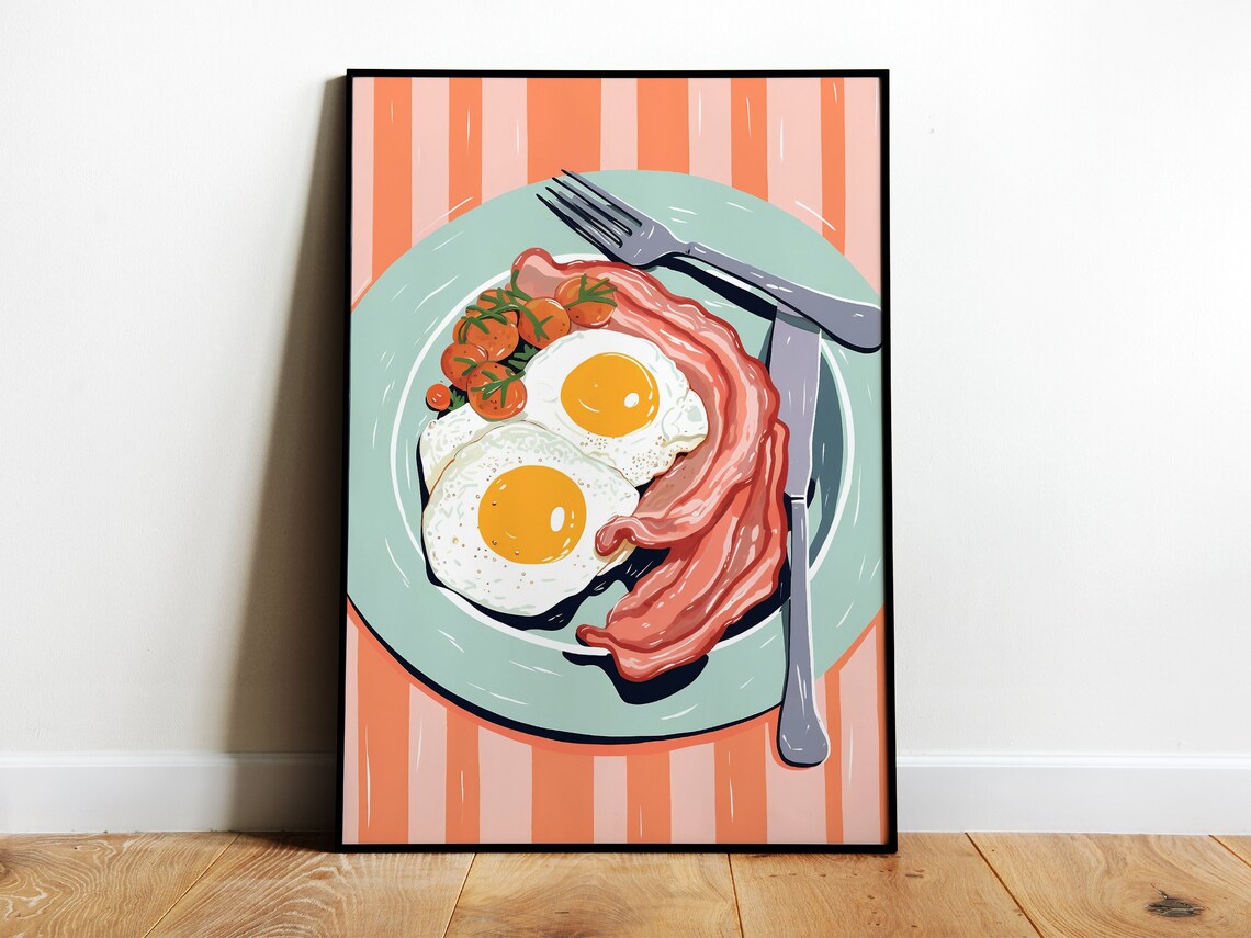 Eggs and Bacon Retro Kitchen Art Print