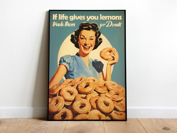 Retro Doughnut Kitchen Art Print, 50s Style