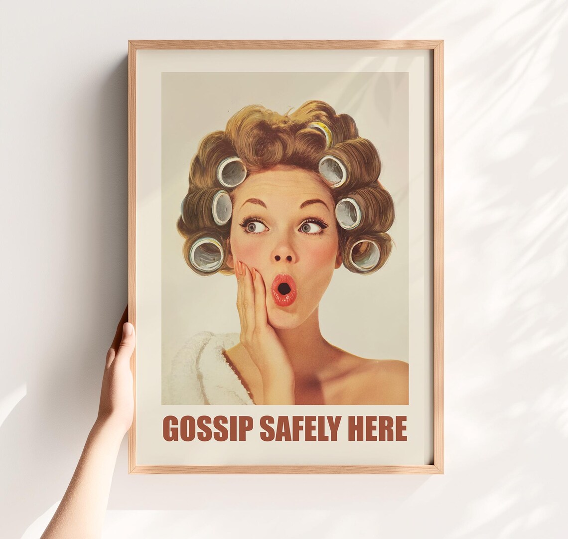 Hair Salon Gossip Retro Woman Art Print