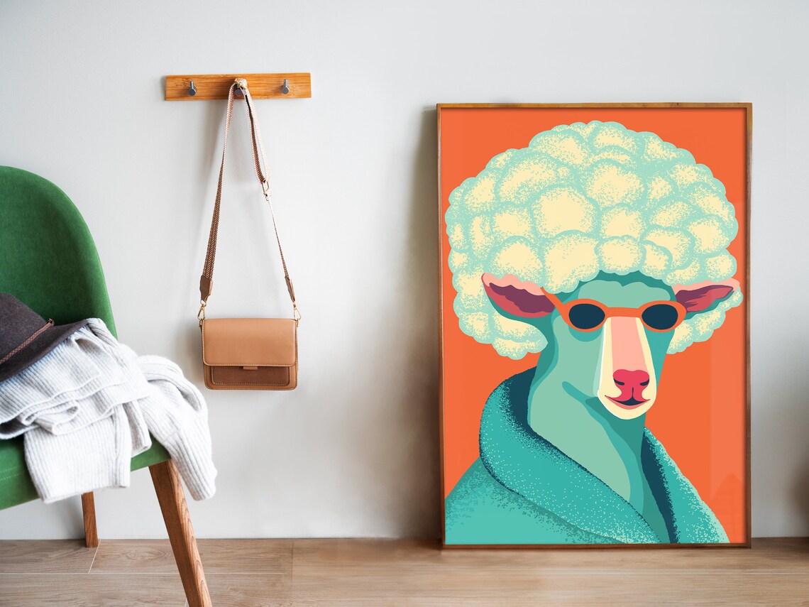 Cool Sheep With Sunglasses Funky Animal Pop Art Portrait Poster - Image 5
