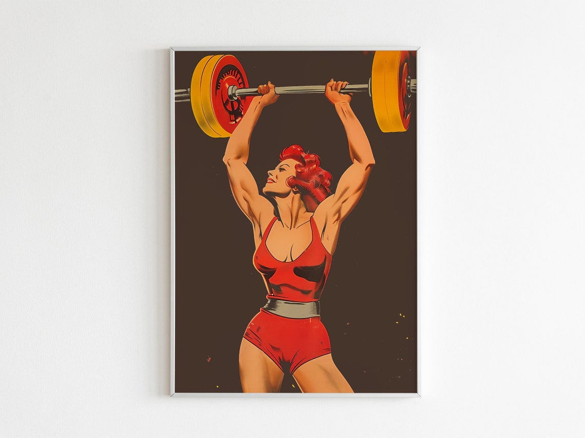 Retro Gym Poster Vintage Gym Wall Art Fitness Poster Weightlifting Art Heavy Lifting Bodybuilding Print Black Gym Poster - Image 2