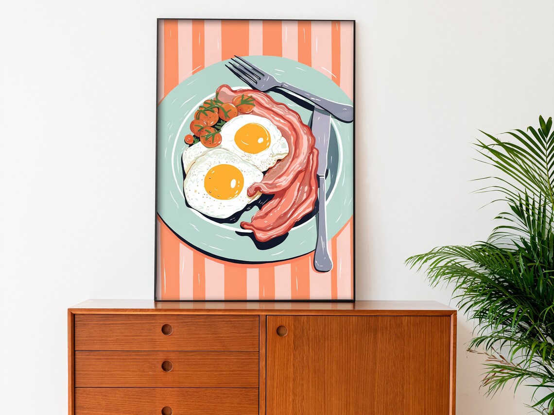 Eggs and Bacon Retro Kitchen Art Print - Image 2
