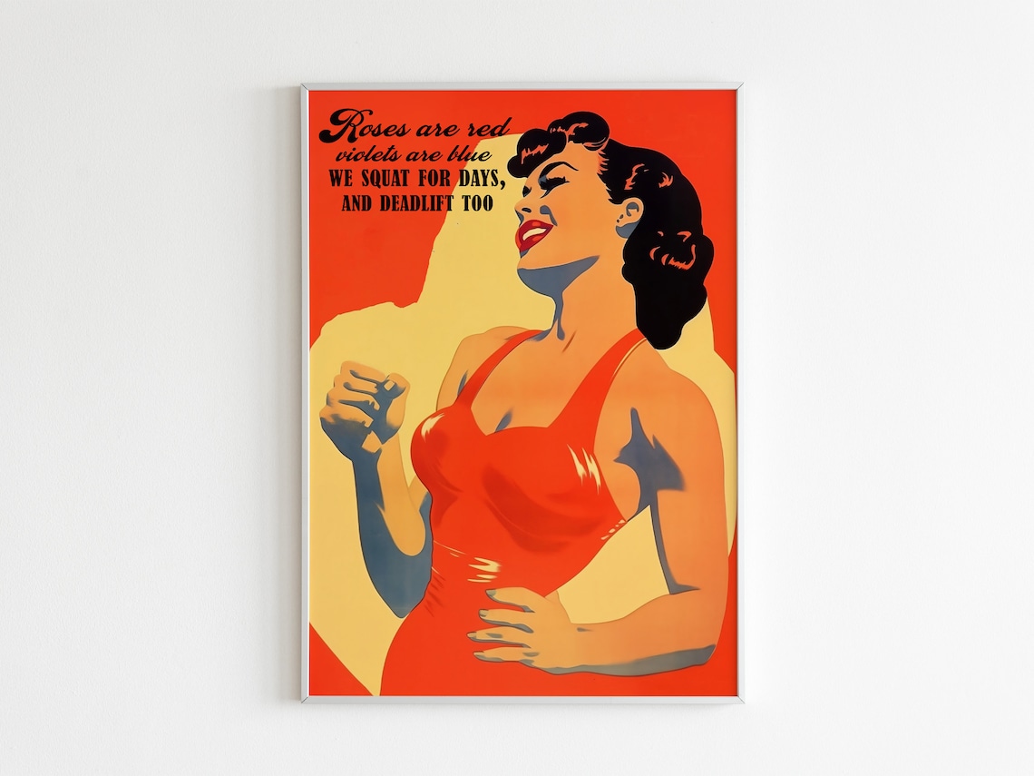 Retro Gym Poster, Fitness Girl Weightlifter Art Print - Image 2