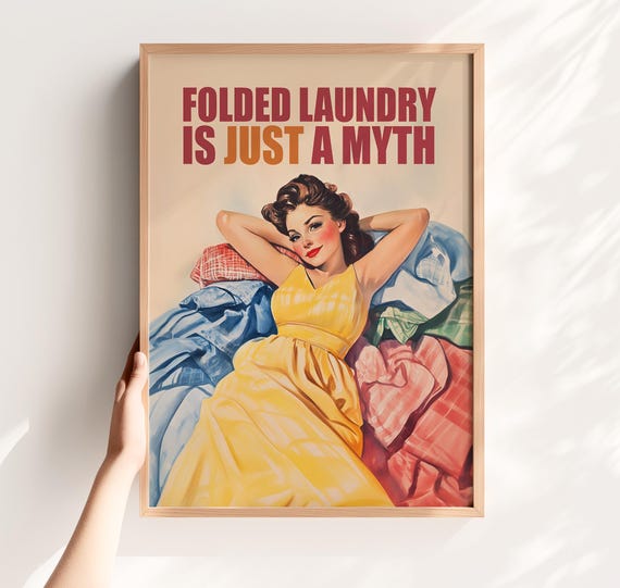 Funny Laundry Art Printable Real Housewife Gift Utility Room Decor Digital Print