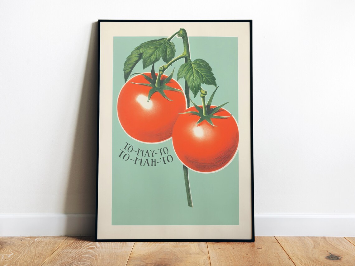 Funny Tomatoes Kitchen Retro Food Art Print