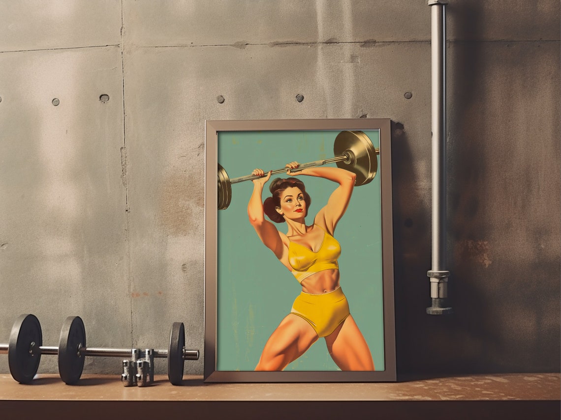 Retro Gym Poster Print Vintage Gym Wall Art Fitness Poster Weightlifting Art Poster Heavy Lifting Art Bodybuilding Print Gym Print - Image 4
