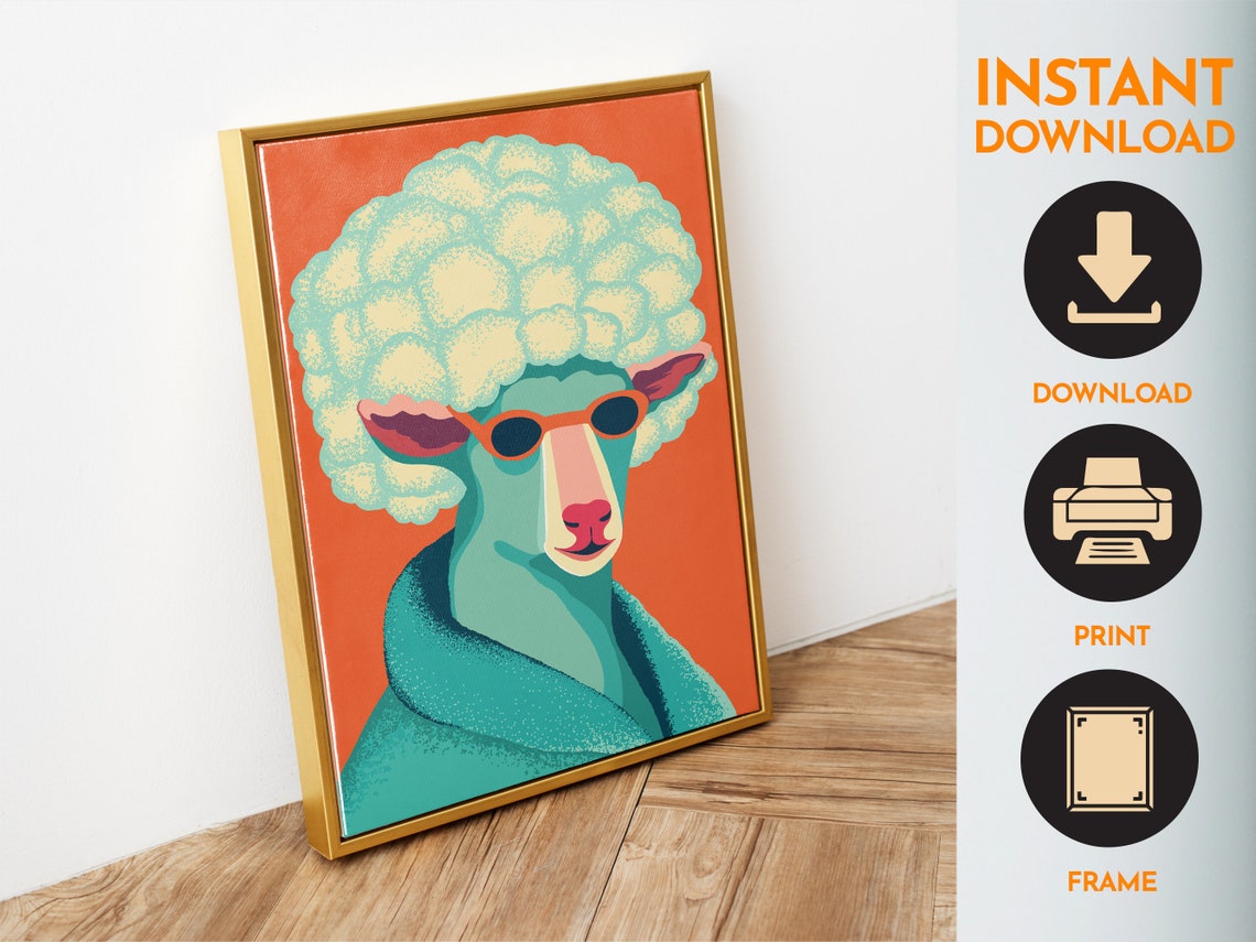 Cool Sheep With Sunglasses Funky Animal Pop Art Portrait Poster - Image 6