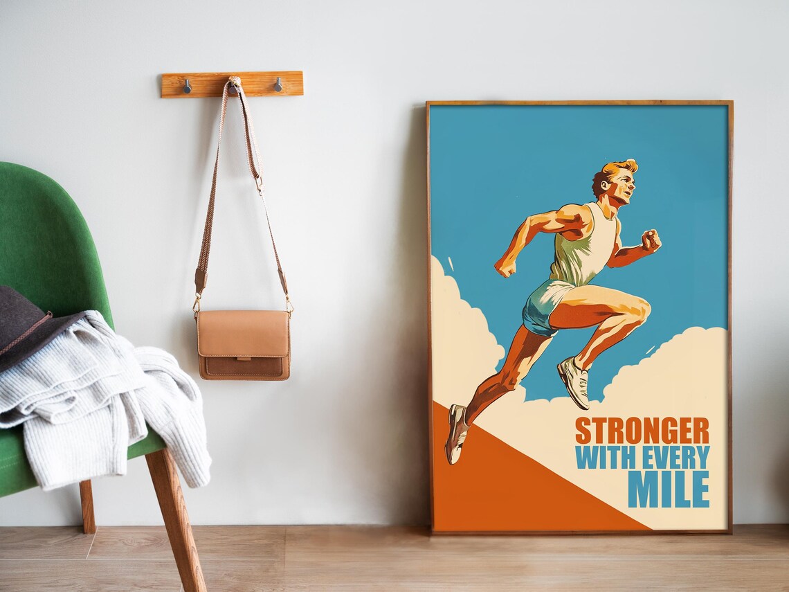 Runner Retro Gym Motivation Quote Art Print - Image 5