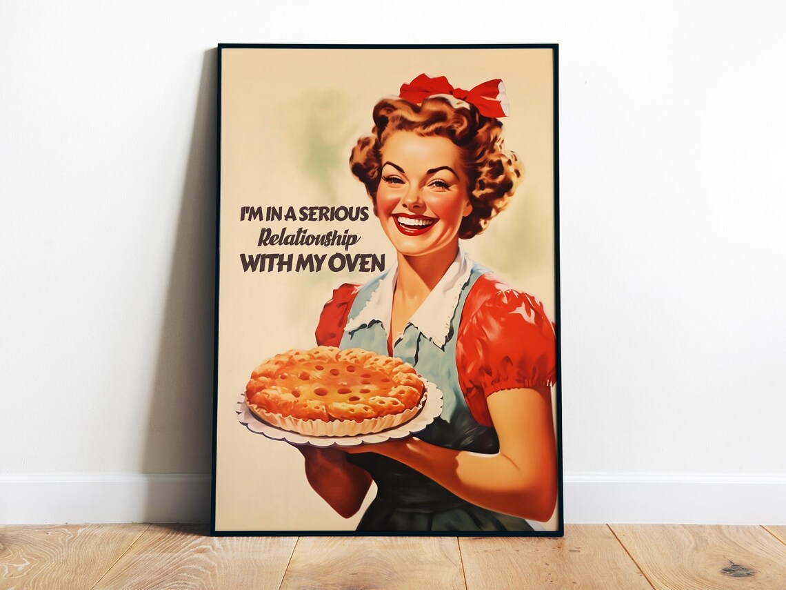 Funny Kitchen Poster Retro Housewife Art Print