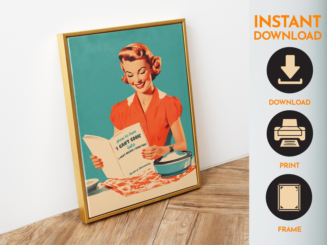 Retro Kitchen Humor Art Print, 50s-60s Style - Image 4