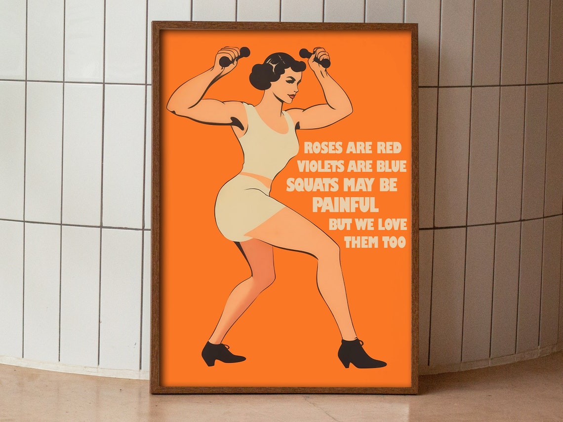 Roses Are Red Squats Poem Funny Retro Gym Leg Day Workout Poster - Image 3