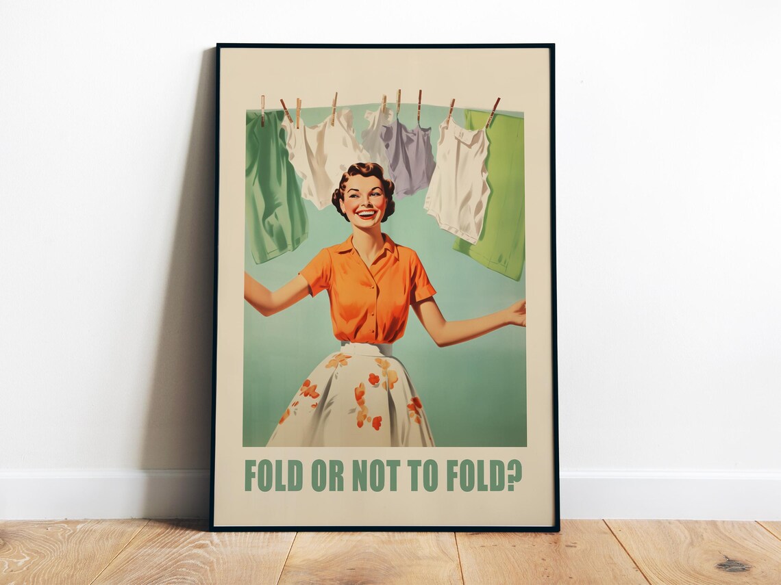 Laundry Day Retro Bathroom Wall Art Print