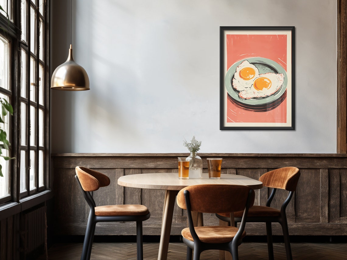 Sunny Side Up Fried Eggs Retro Kitchen Art Breakfast Food Poster - Image 3