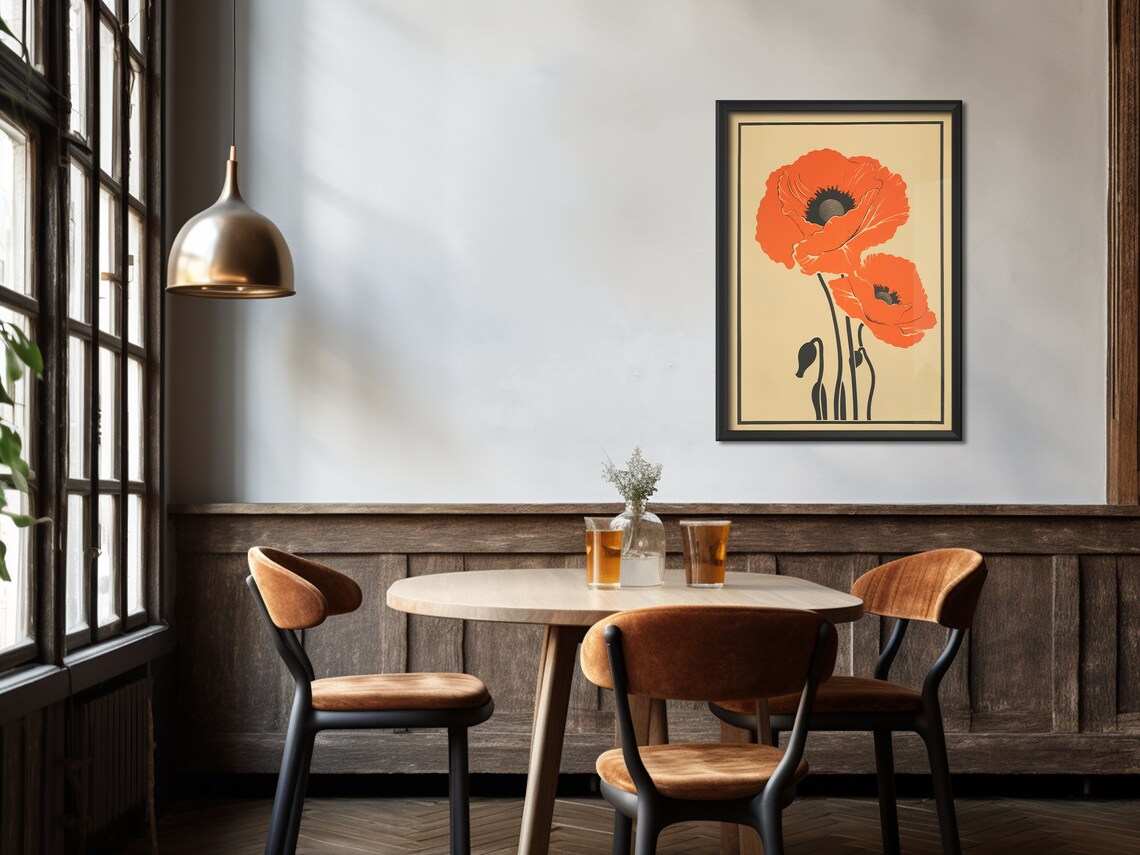 Vintage Red Poppies Floral Botanical Garden Illustration Poster - Image 4