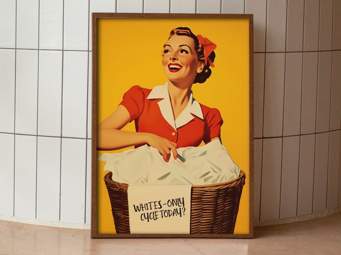 Whites Only Cycle Today Funny 50s Retro Laundry Room Art Poster - Image 3