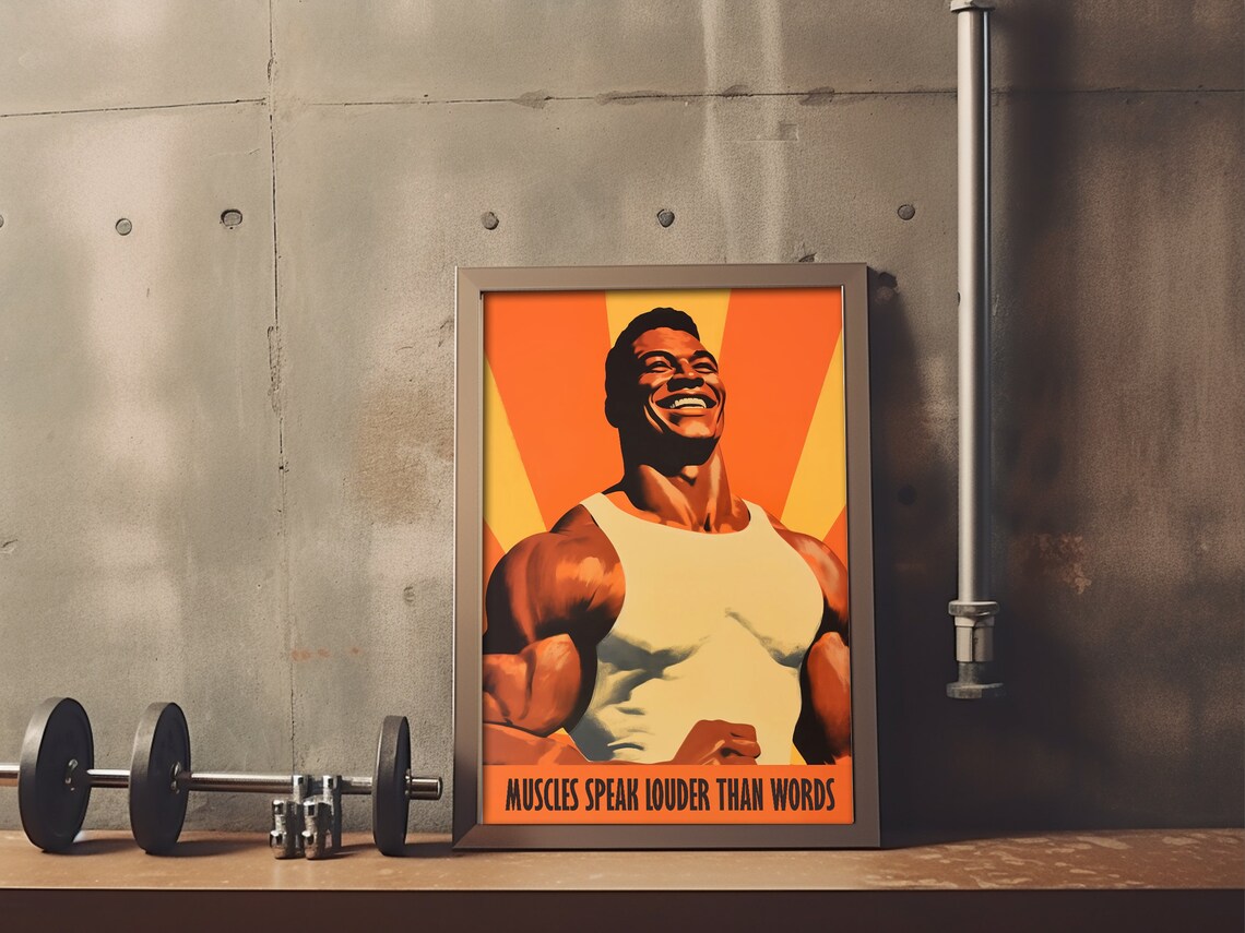 Retro Bodybuilding Gym Poster, Fitness Wall Art Print - Image 4