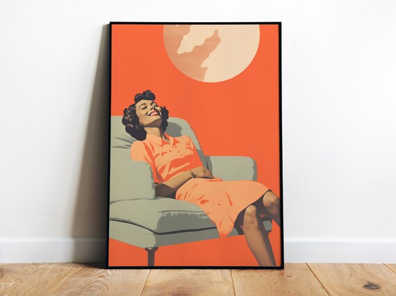 Retro Wall Art 50s 60s Style Print Funny Salon Prints Retro Poster Waiting Room Art Laundry Poster Happy Housewife Atomic Age Print