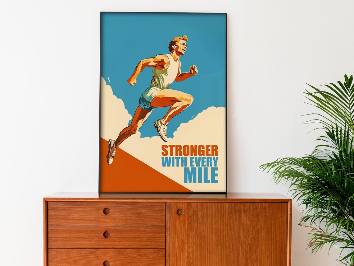 Runner Retro Gym Motivation Quote Art Print - Image 3