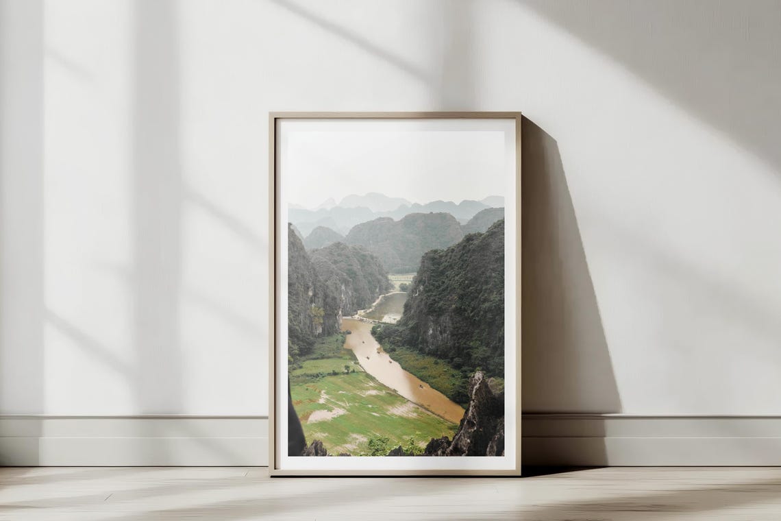 Ninh Binh Vietnam Karst Mountains River Valley Scenic Photo Poster