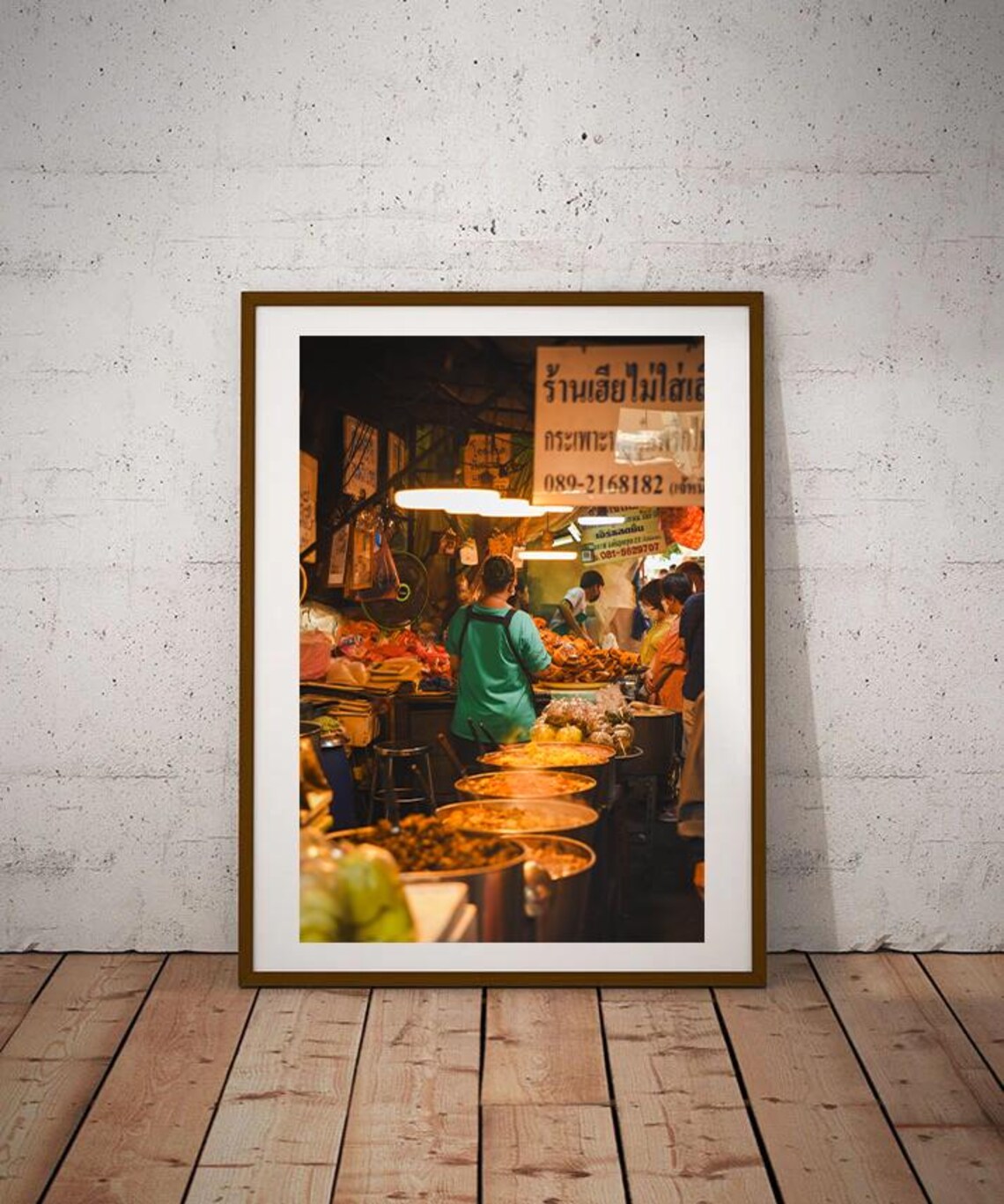 Bangkok Night Street Food Market Stalls Thailand Photo Art Poster