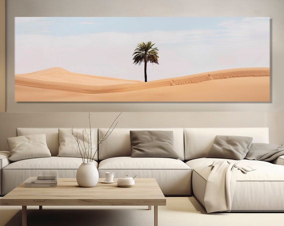 Minimalist Wall Art Of A Palm Tree Alone In Desert Print Contemporary Wall Decor Large Modern Wall Art Framed And Ready To Hang