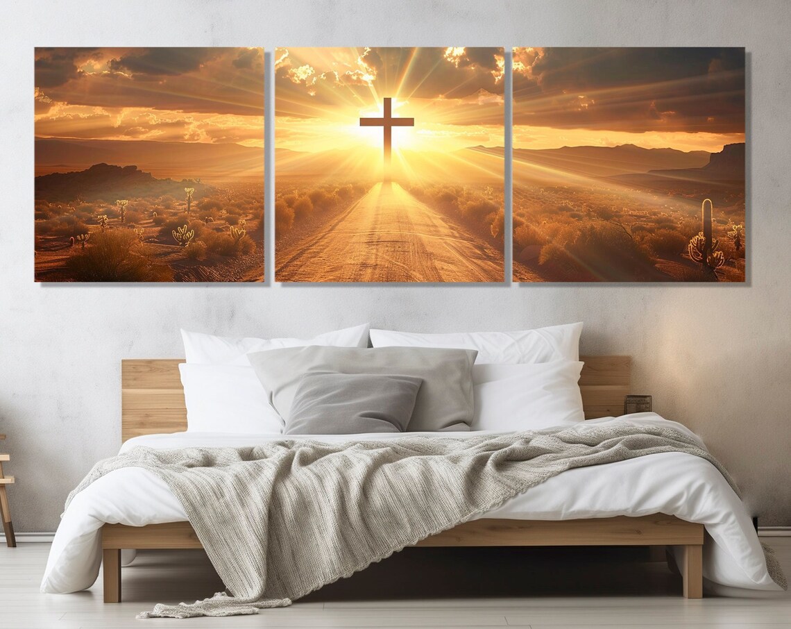Road To Shining Cross Christian Wall Art Print