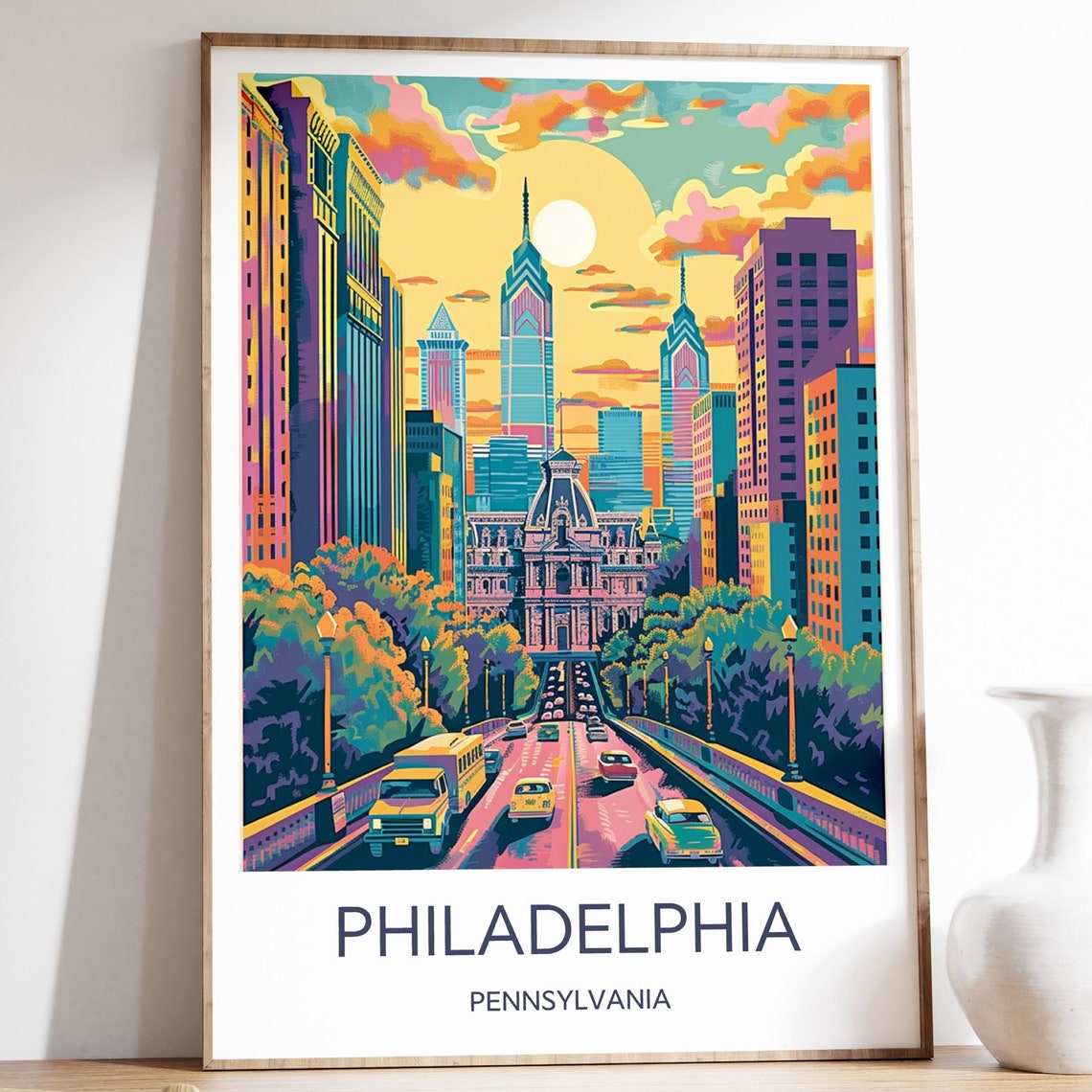 Philadelphia Travel Poster Philadelphia Wall Art Philadelphia Print Philadelphia Travel Gift City Art Usa Wall Art Travel Home Decor