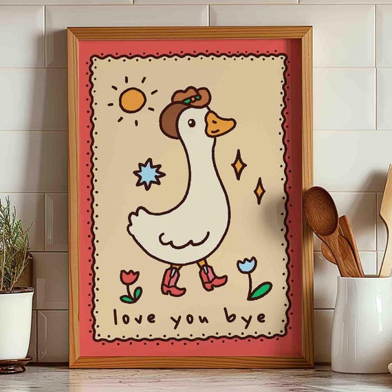 Silly Goose Cowboy Poster Funny Cute Childrens Art Trendy Print Farm Animal Unframed Shipped Entrance