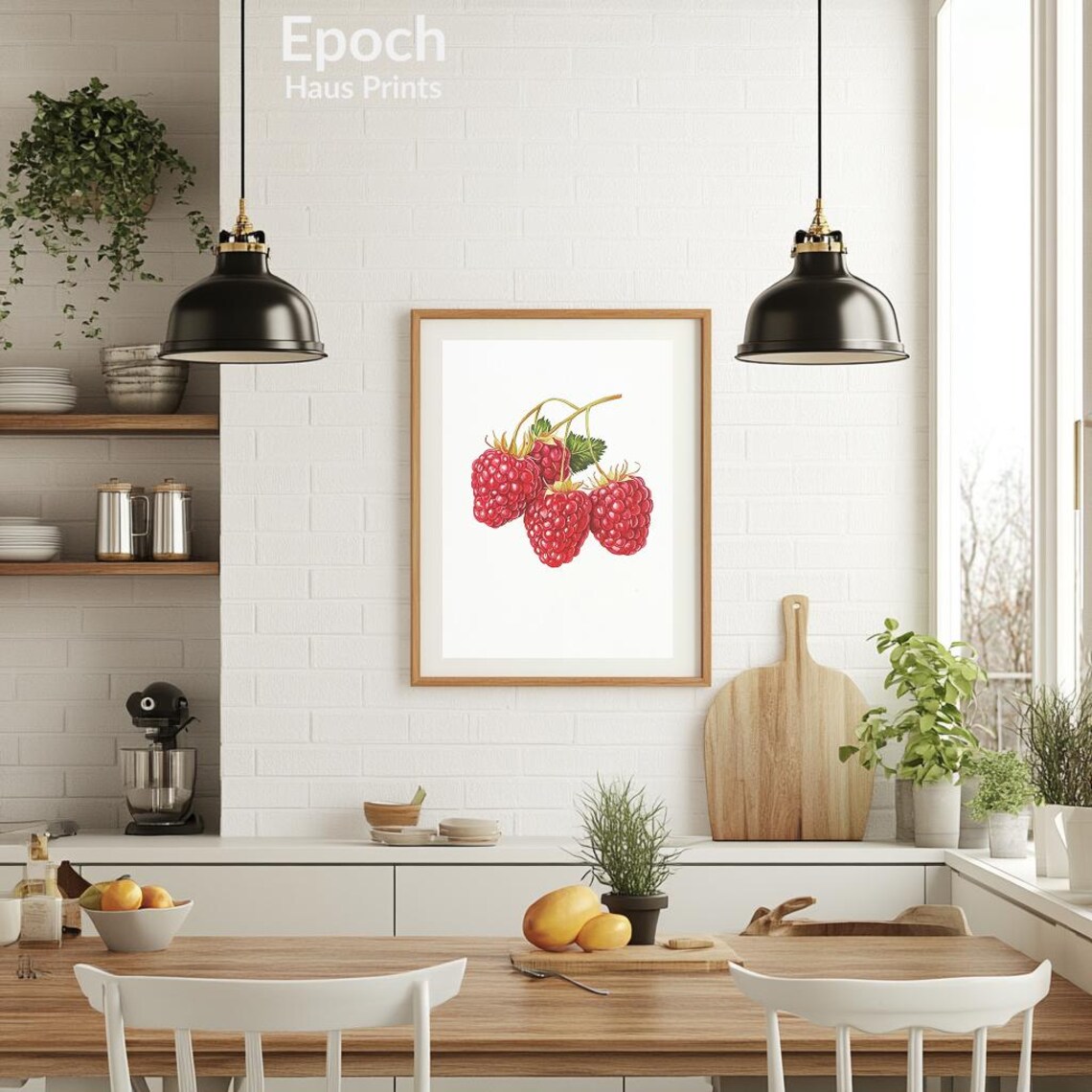 Raspberries Botanical Illustration, Kitchen Art Print - Image 3