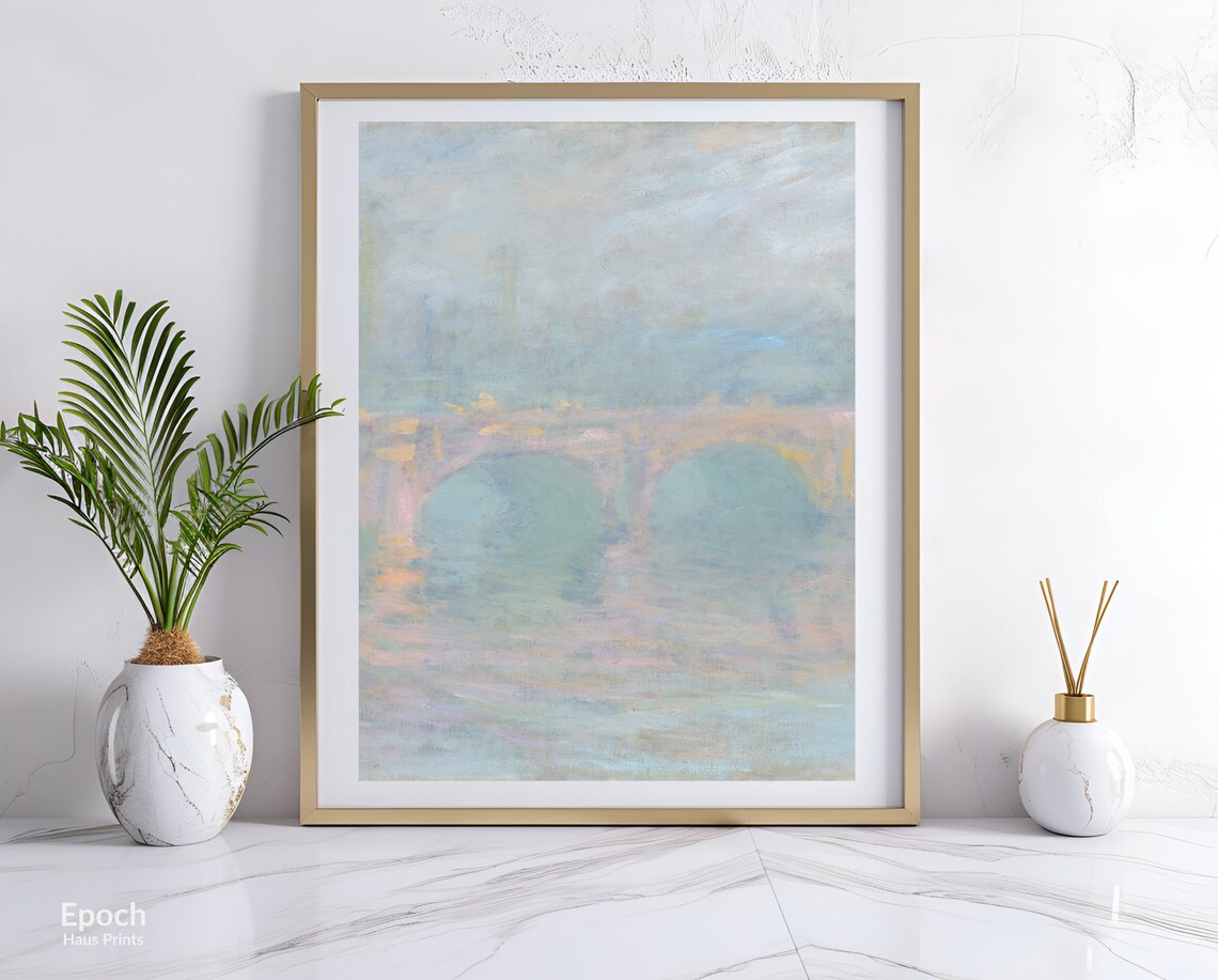 Claude Monets Waterloo Bridge, Impressionist Poster - Image 3