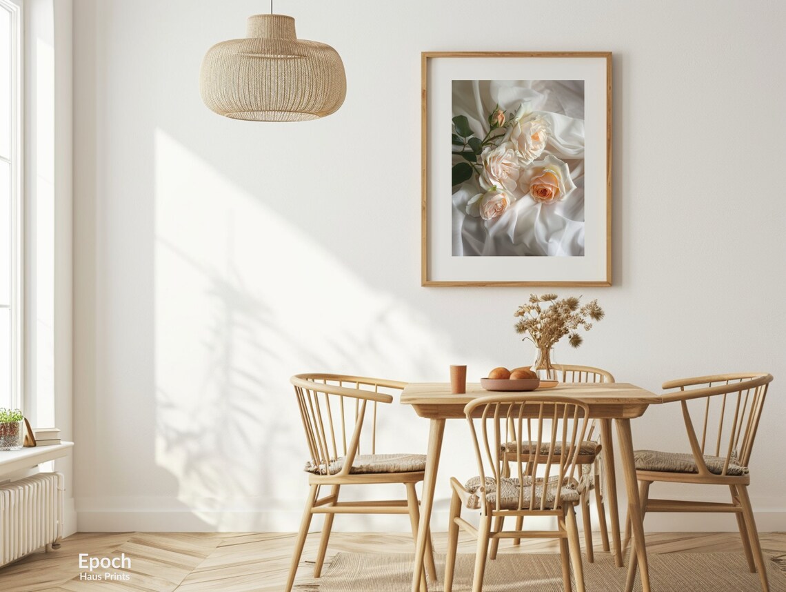 White Rose Flower Bouquet Floral Wall Art Print - Image 2