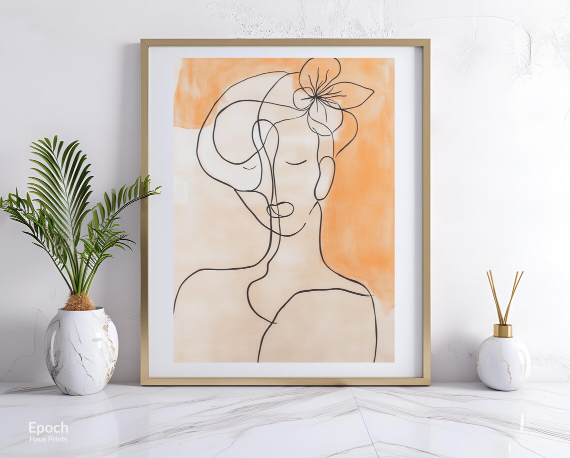 Abstract Drawing Of Woman Stencil Line Art Drawing Of Woman Feminine Figure Art Minimalist Wall Art Print Instant - Image 3