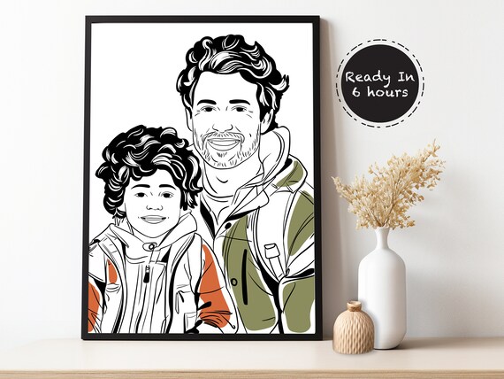 Custom Family Line Drawing Family Line Art Drawing Fathers Day Gifts Custom One Line Art Custom Drawing From Photo Dad Gifts