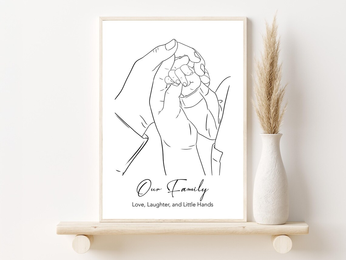 Custom Family Line Art Portrait, Personalized Art Print