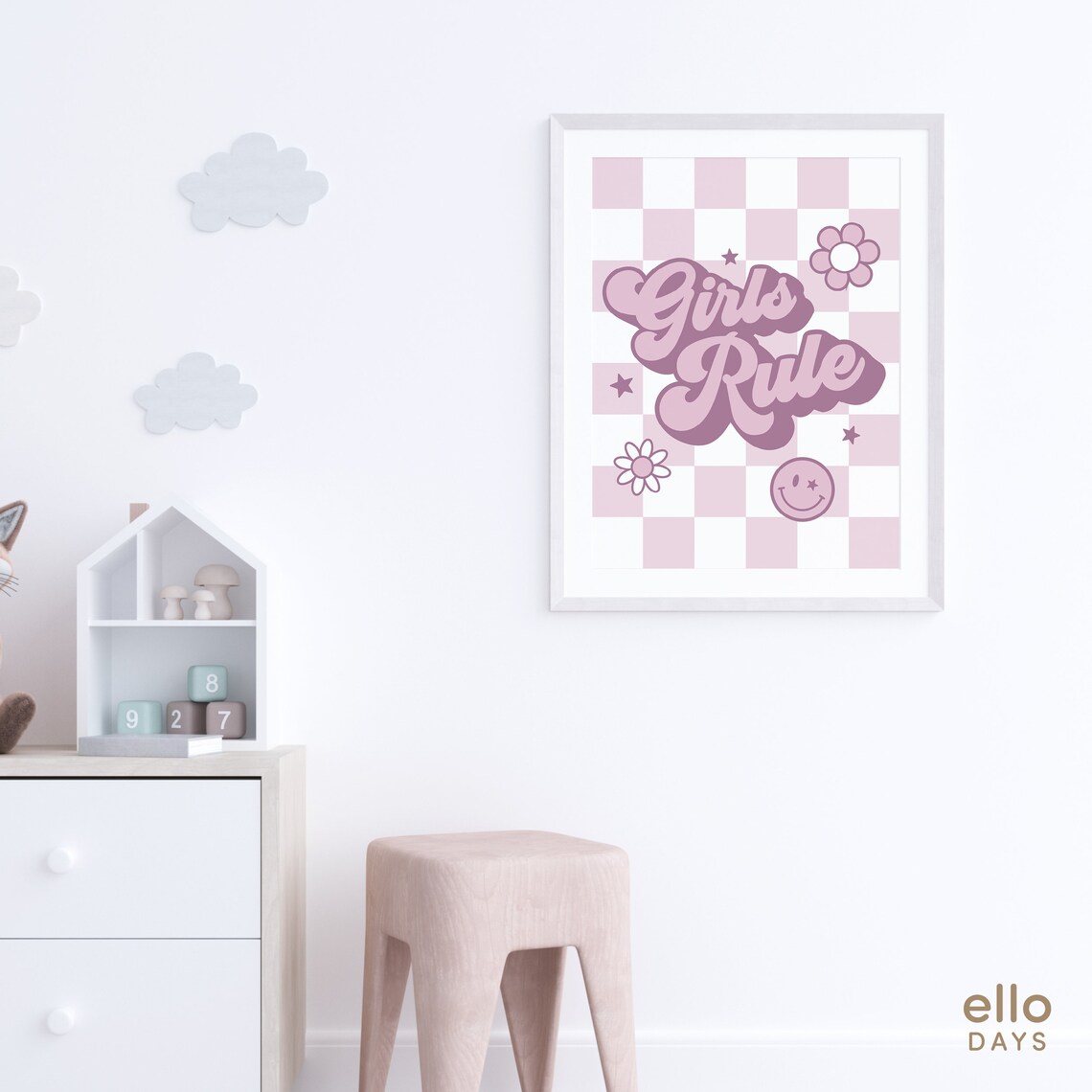 Girls Rule Boho Girl Power Bedroom Art Print - Image 3