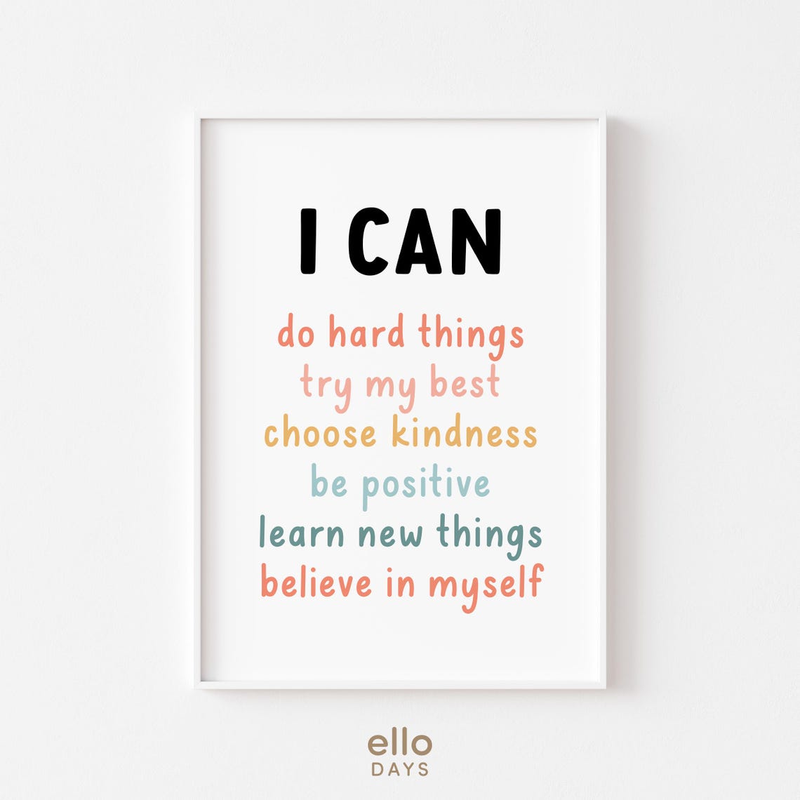 I Can Do Hard Things Pastel Rainbow Affirmations Quote Poster - Image 3