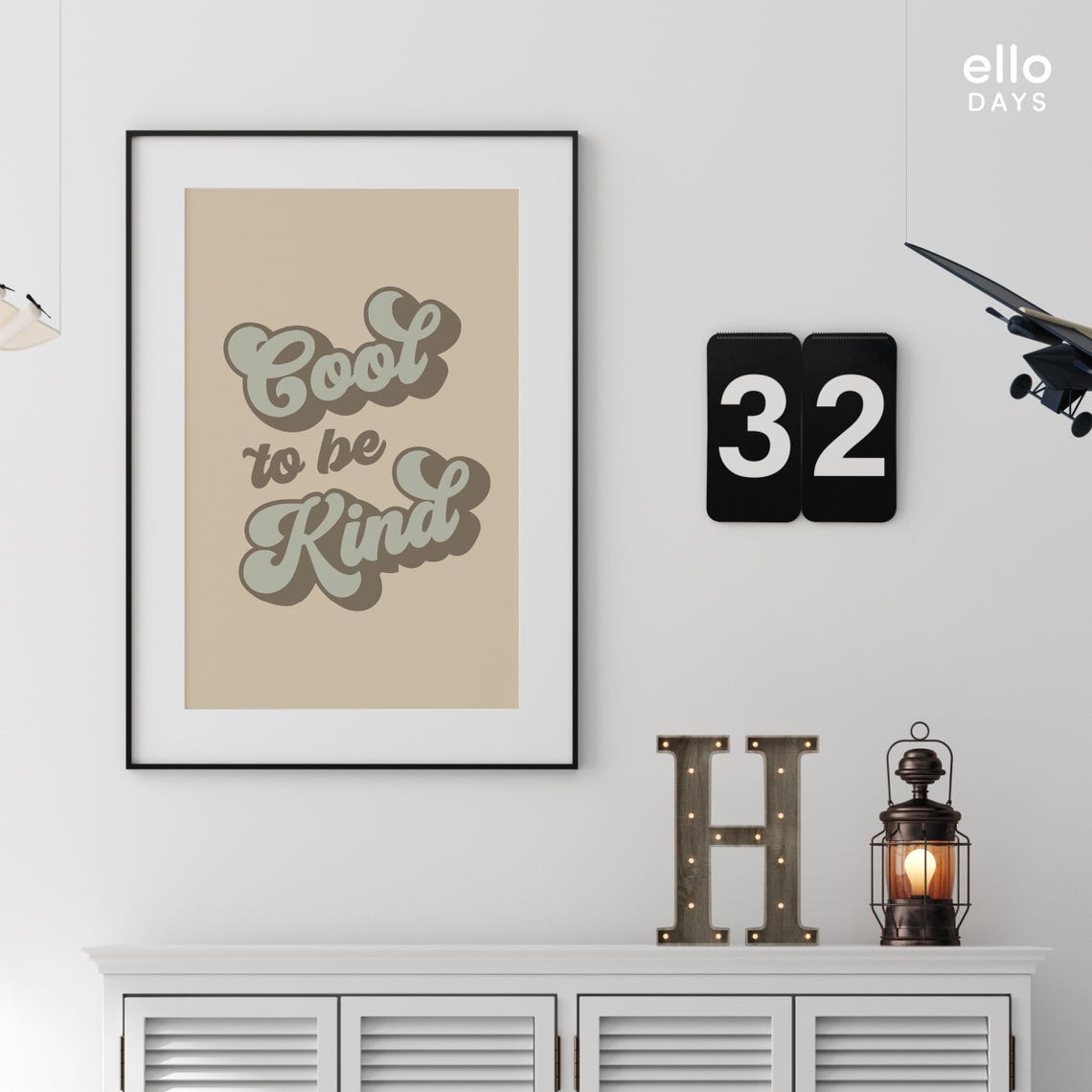 Cool To Be Kind Retro Lettering Quote Poster Kids Room Kindness Gift - Image 3