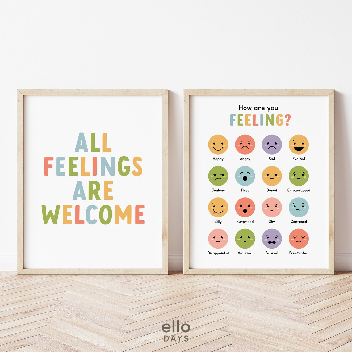 All Feelings Are Welcome Colorful Block Letter Quote Wall Poster - Image 4
