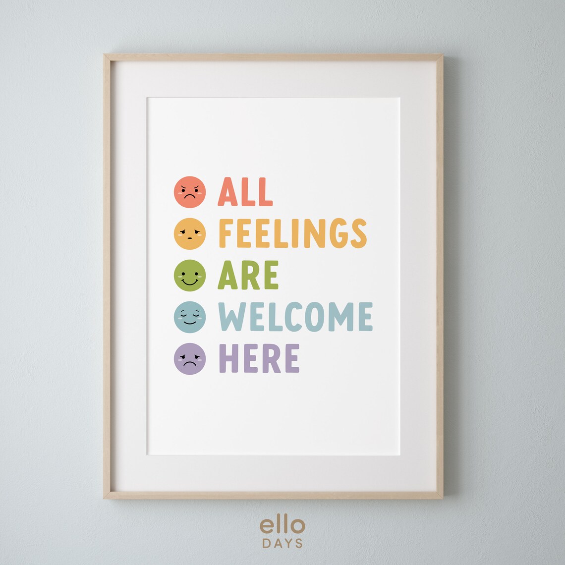 All Feelings Welcome Here Emotions Chart Art Print - Image 3