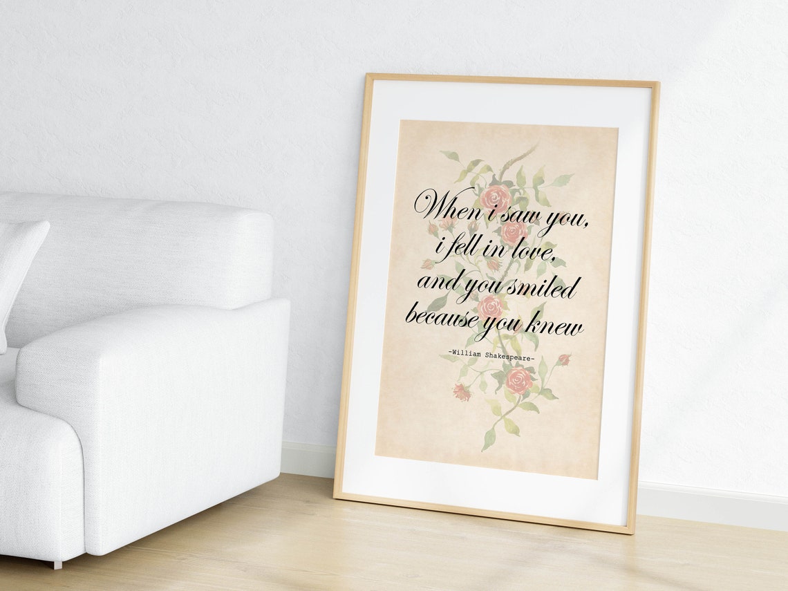 When I Saw You I Fell in Love Shakespeare Rose Vintage Poster - Image 3