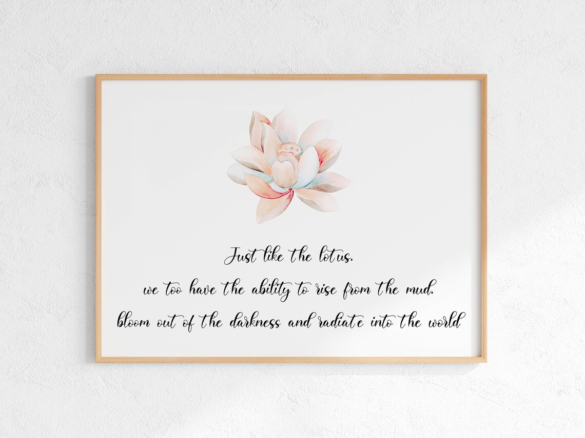Lotus Flower Quote Print, Zen Meditation Decor - Image 2