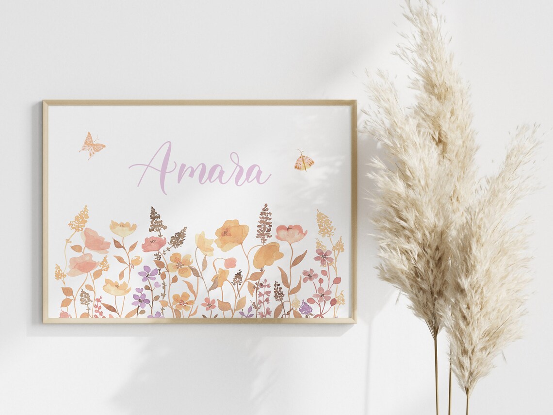 Custom Wildflower Name Print for Girl Nursery