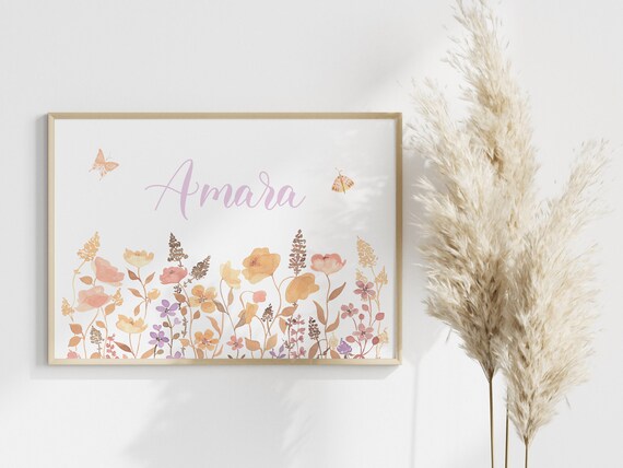 Custom Wildflower Name Print for Girl Nursery
