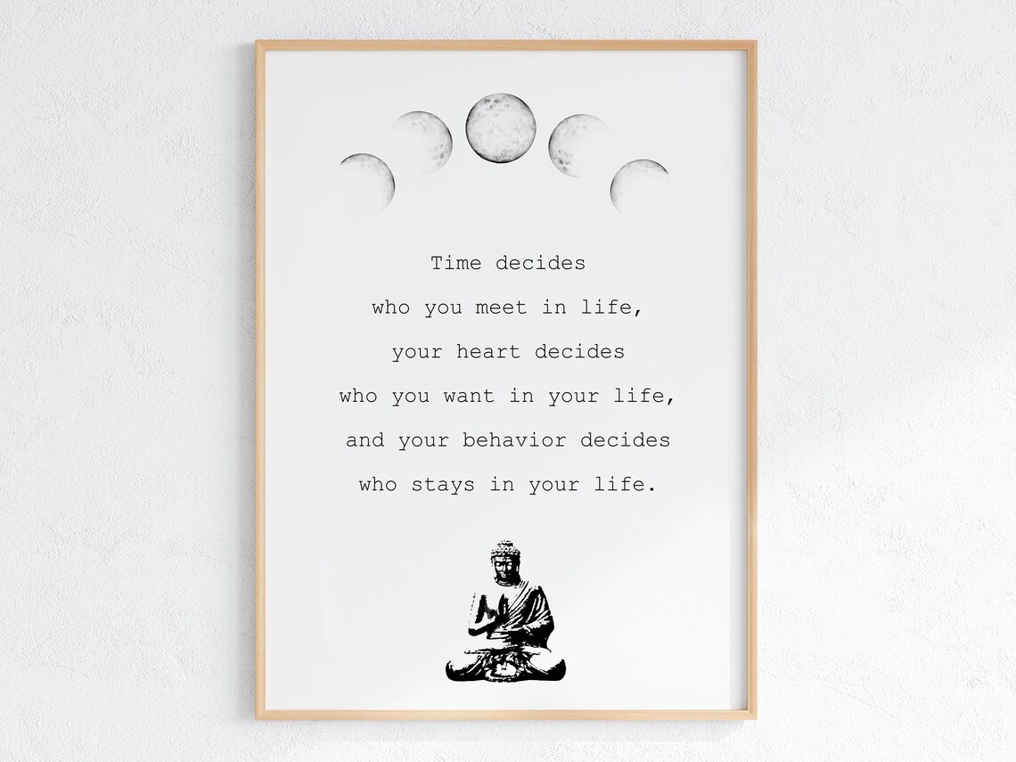 Moon Phases Buddha Quote on Who You Meet and Who Stays Poster - Image 3